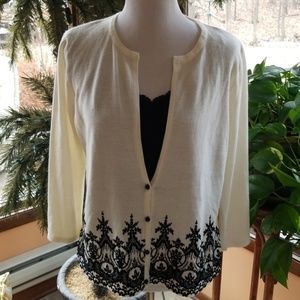 Black and Winter White Cardigan